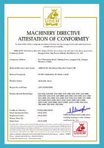 machinery directive attestation of conformit