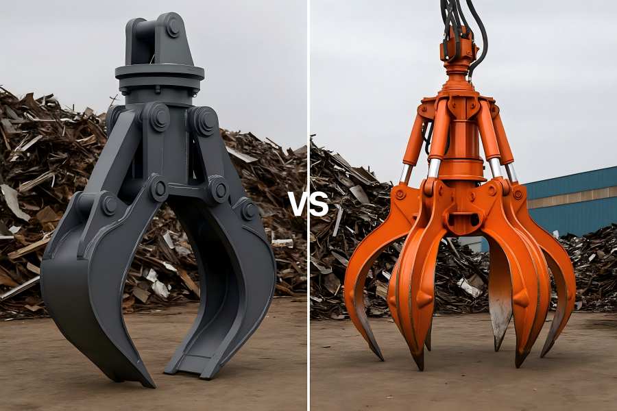 Hydraulic Scrap Grab vs. Orange Peel Grab
